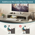 thumbnail image 3 of Bestier 55.7 inch L-Shaped Lift Top Desk with Storage, Sit to Stand Computer Desk with Monitor Stand & File Drawer, Grey, 3 of 11