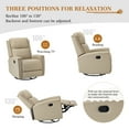 thumbnail image 3 of Genuine Leather Swivel Rocker Recliner,Push Back Chair with Adjustable Backrest Footrest, Modern Home Theater Lounge Sofa Armchair for Living Room Bedroom Beige, 3 of 9