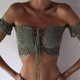 thumbnail image 4 of Top corto de Crochet BLESIY Boho Traje de baño de ganchillo de mujer Cyan, 4 of 8