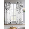 thumbnail image 2 of Grey Sheer Curtains 84 Inch Length 2 Panels Set for Living Room/Bedroom, Eucalyptus Leaves Kitchen Curtains with Grommet Semi-Sheer Curtains Drapes Voile Window Treatments 52"x84"x2, 2 of 7