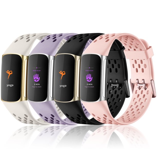 4 Pack Replacement Sport Wristbands Compatible with Fitbit Charge 5