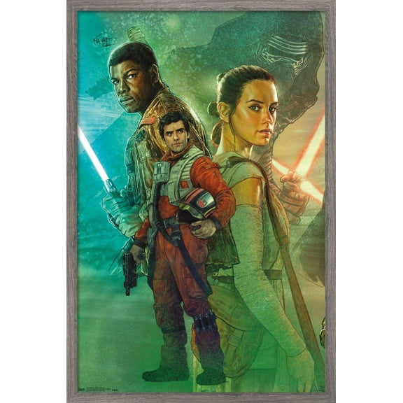 Star Wars: The Force Awakens - Celebration Mural Wall Poster, 22.375" x 34", Framed