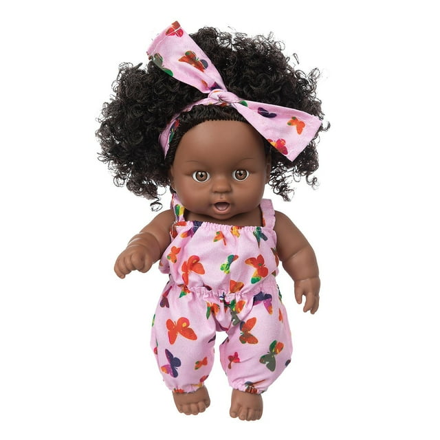 Vinilo Toy HUOGUO para bebés africanos negros de 20 cm con pelo rizado