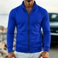 thumbnail image 4 of XRoczxe Men's Full Zip Up Track Jacket, Stand Collar Solid Color Sweatshirt, Casual Long Sleeve Lightweight Coat with Pockets for Spring Fall Daily Wear, 4 of 7