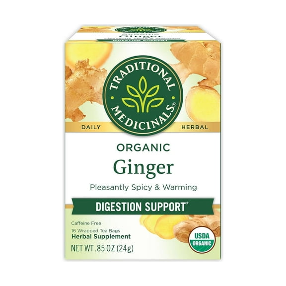 Traditional Medicinals Herbal Tea Organic Ginger 16 Tea Bags Pack of 4