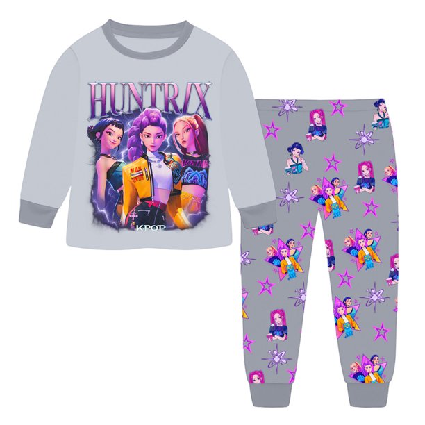 Pop cazadora para niña Demo-n Pajamas Hunters,HUNTR/X Rumi,Mire Zoeyy Kids Long Sleeve Pajamas,Huntrix Printed Fashion Suit Skirt Round Neck Long Sleeve Top Pants