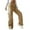 A-Khaki453, variant on Women's Drawstring Cargo Pants Side Pocket Straight Cut Spring Vacation Wide Leg Trousers