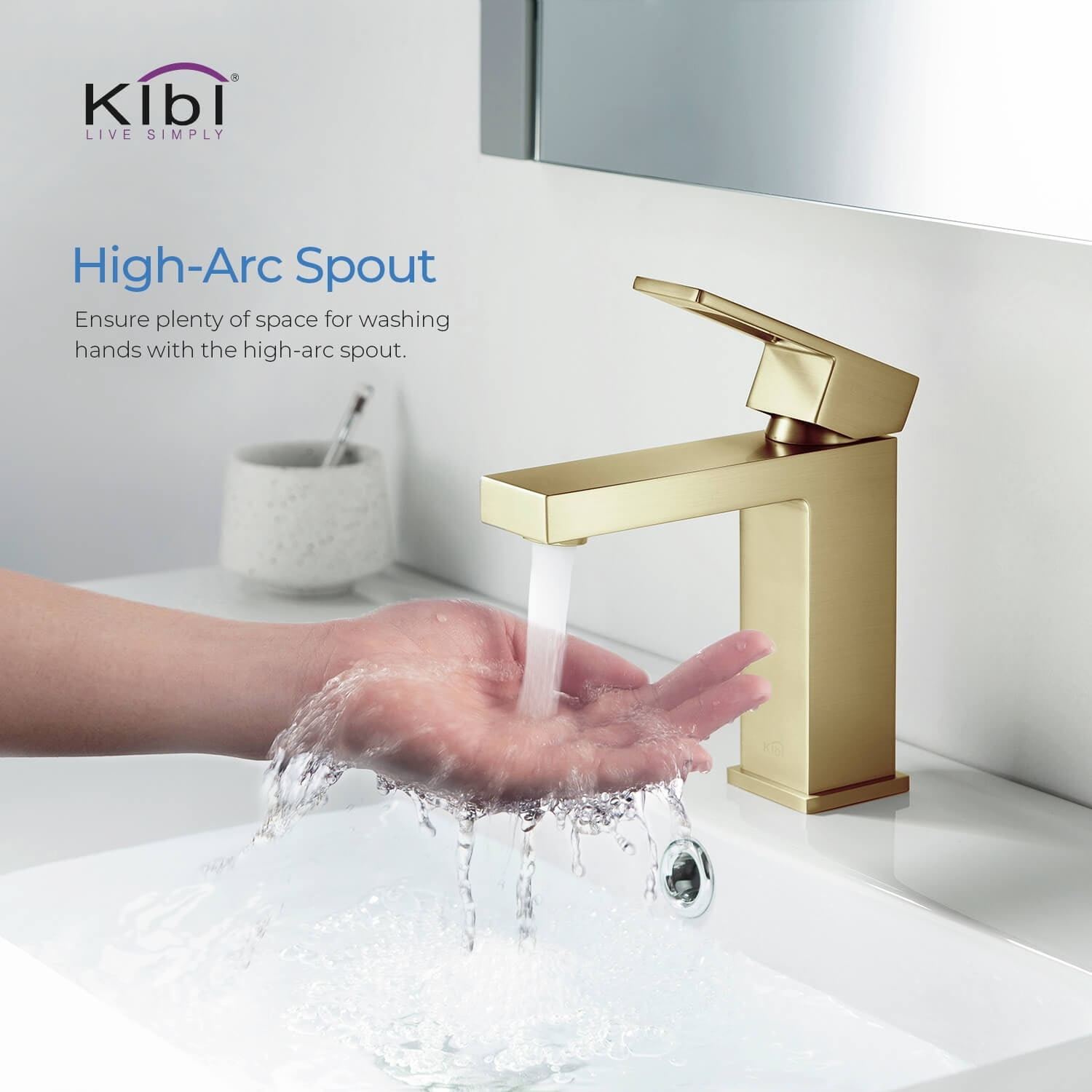 Kibi Cubic Single Handle Bathroom Vanity Sink Faucet with Pop Up Drain
