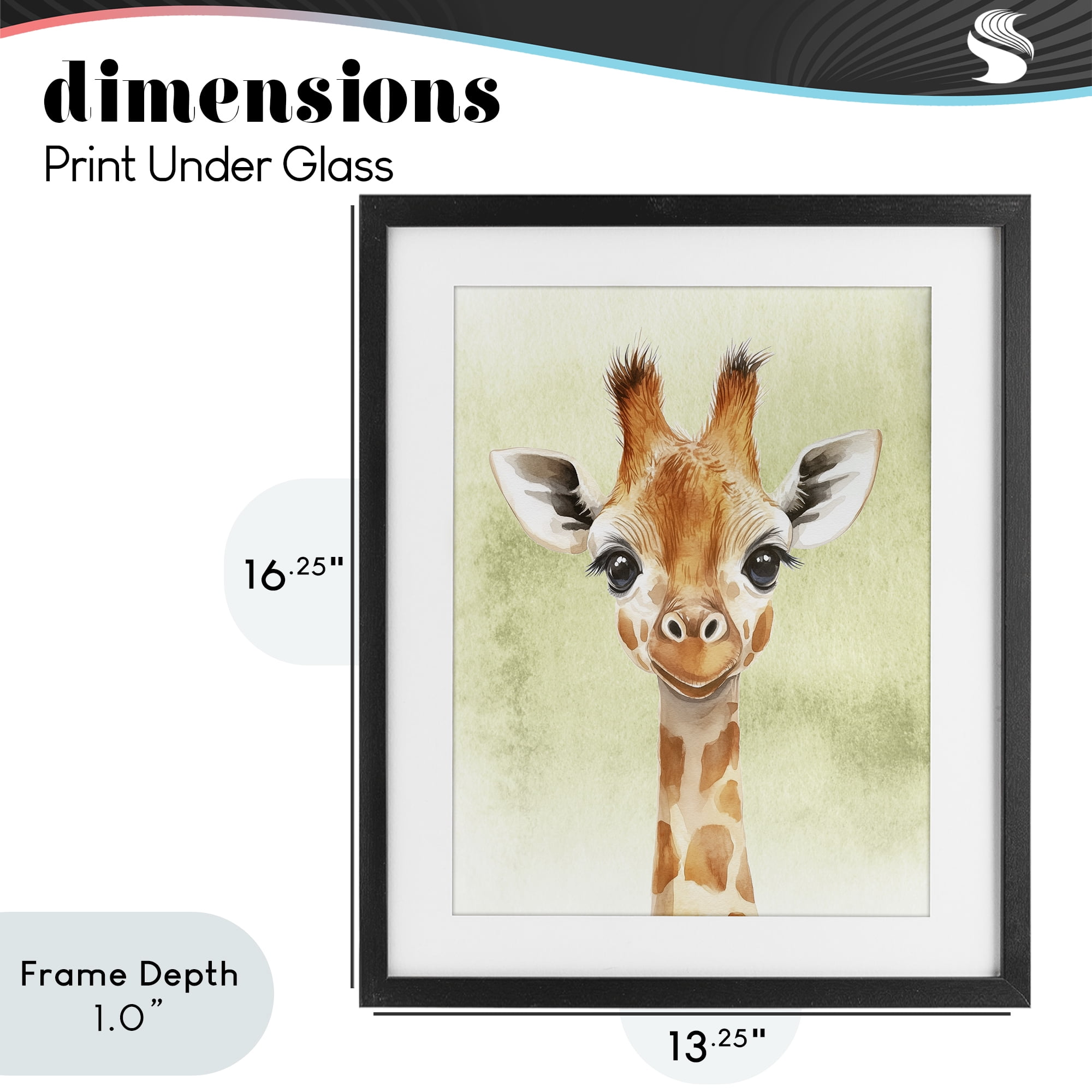 Stupell Industries Jungle Friends Baby Giraffe Black Framed Print Under Glass, design by Christine Simpson Art