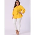 thumbnail image 3 of DARING DIVA Women's Plus Round Neck Work Ruffle Chiffon Top 1X Yellow, 3 of 6