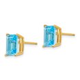 thumbnail image 2 of 14K Yellow Gold 8x6mm Emerald Cut Blue Topaz Stud Earrings, 2 of 7