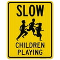 thumbnail image 1 of Slow Children Playing Sign, Traffic Sign, 24x30 Reflective Aluminum EGP, 1 of 1