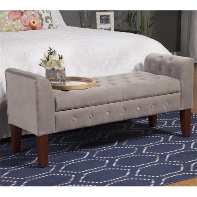 HomePop Velvet Tufted Storage Bench And Settee Light Gray