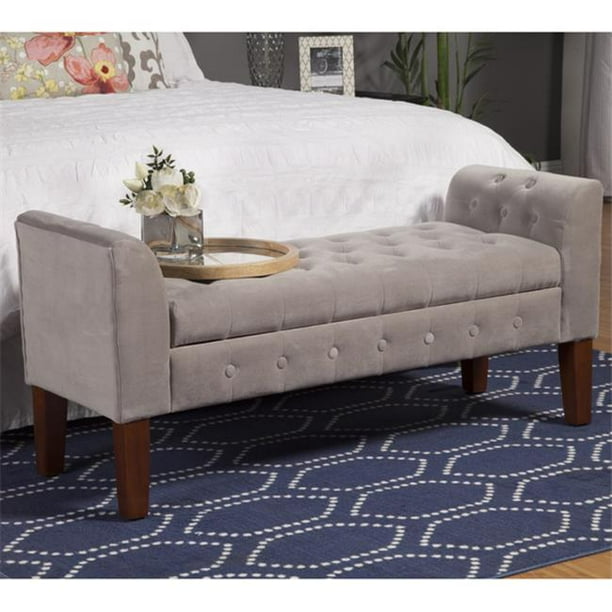 Homepop Tufted Velvet Storage Bench HomePop Velvet Tufted Storage Bench and Settee, Light Gray - Walmart