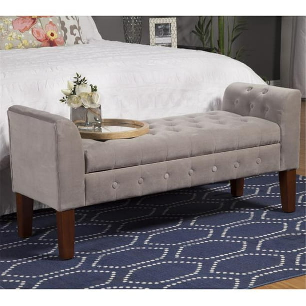 Homepop Velvet Tufted Storage Bench And, Tufted Storage Bench With Arms