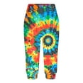 thumbnail image 4 of Casual Capri Pants Women Summer Athletic Tie Dye Print Elastic Waist Sweatpants with Pocket Joggers Fashion Bottoms, Multicolor, XXXL, 4 of 7