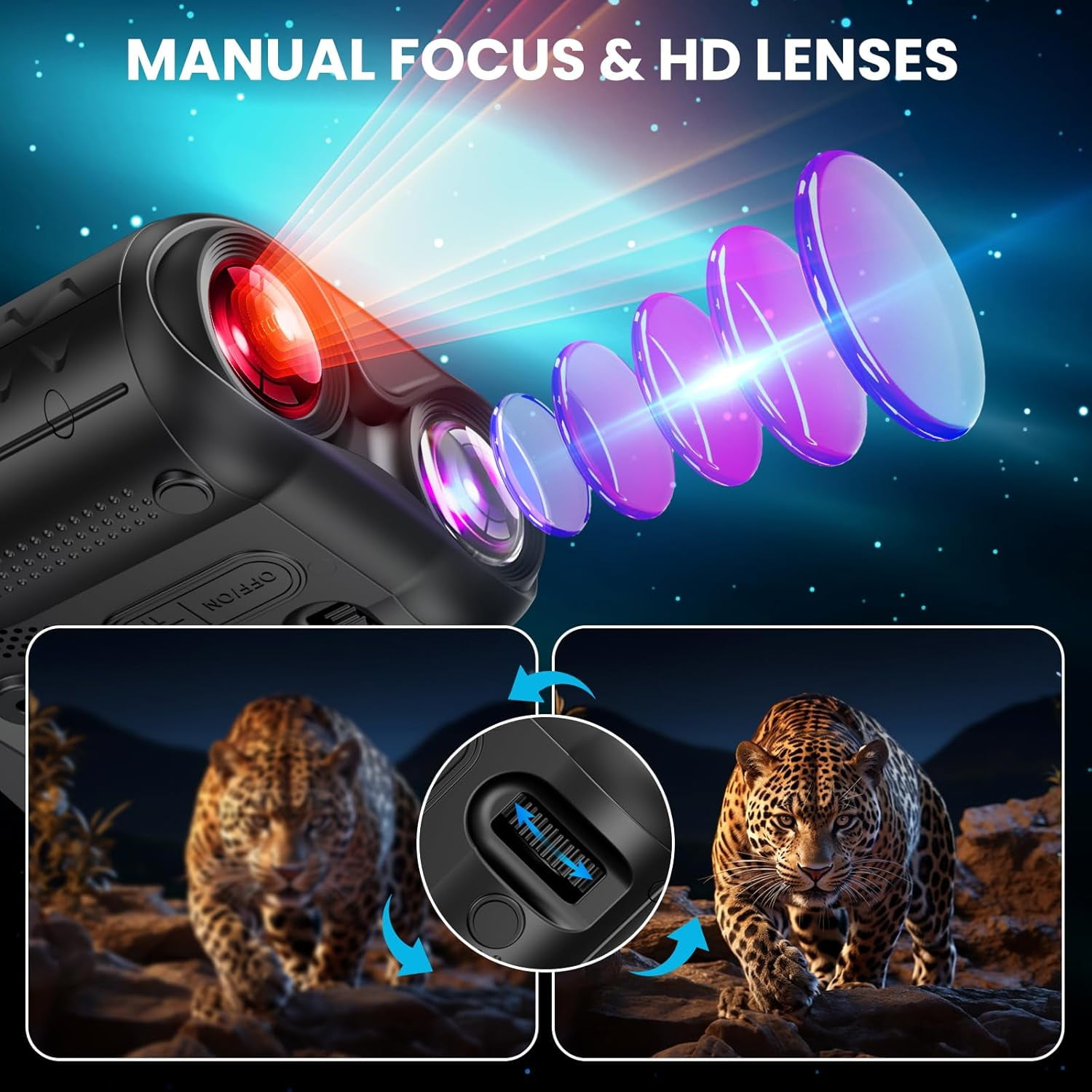 WARMTUYO 4K Night Vision Binoculars with 1000FT IR Range & 16X Zoom - 5000mAh Rechargeable, 32GB Card, Video Recording -for Adults, Men Gift
