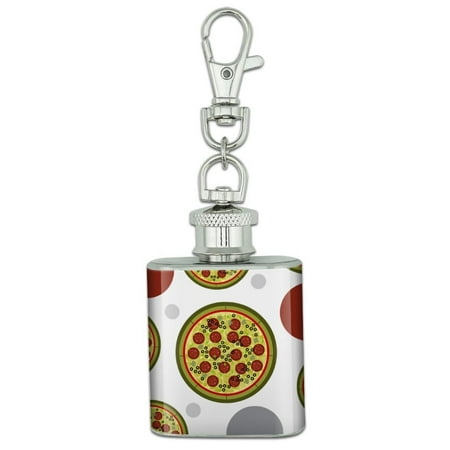 Pizza Stainless Steel 1oz Mini Flask Key Chain