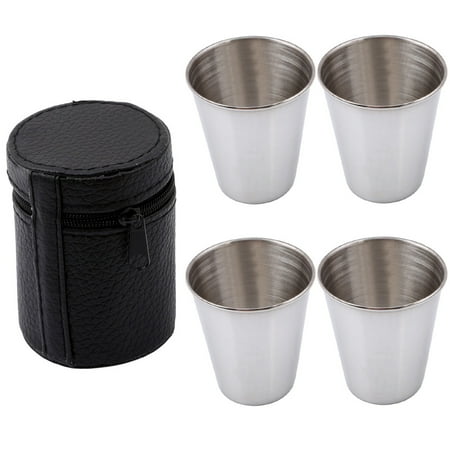 

8 Pieces Measuring Cups Stainless Steel 30 ml Wine Cup Metal Container for Outdoor Stainless Steel Measuring Cup Portable Travel Sports with Storage Bag