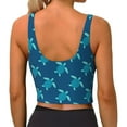 thumbnail image 3 of Fotbe Cute Turtle Pattern Womens' Sports Bra Longline Wirefree Padded with Medium Support Sports Moisture-Wicking Workou Vest,Tank Top-Large, 3 of 9
