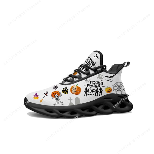 Zapatillas deportivas planas de Halloween para hombre y mujer, zapatillas deportivas de malla con cordones de las Hermanas Sanderson de Hocus Pocus, hechas a medida.
