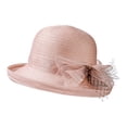 thumbnail image 6 of XINPING Women's Mesh Floral Sun Hat, Elegant Wide Brim Hat with Floral Netting Detail for Weddings, Garden Parties and Summer Vacation, 6 of 7