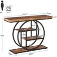 thumbnail image 3 of Industrial 4-Tier Console Table with Circle Base, Narrow Sofa Table for Living Room, Entryway Hallway - Rustic Brown, 3 of 8