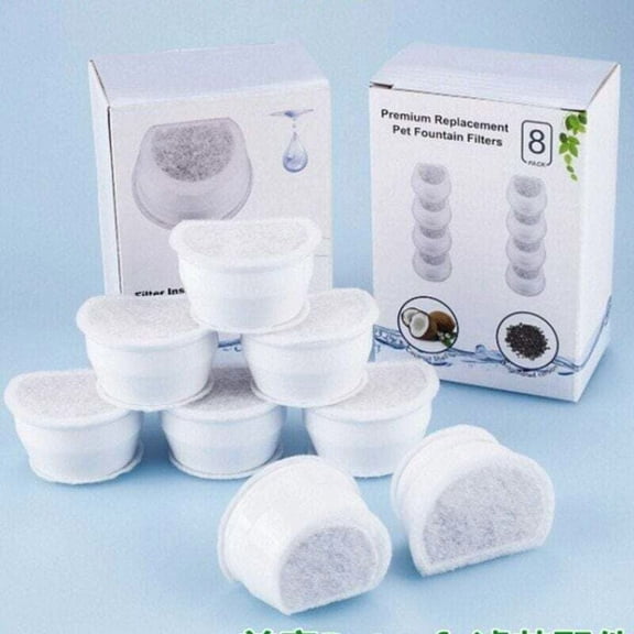 Replacement Carbon Filters for PetSafe Drinkwell Avalon, Pagoda, 2-Gallon, Sedona, and Seascape Fountains, 8-Pack Fountain Filters,