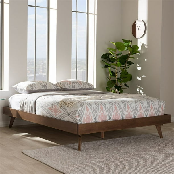 Baxton Studio Jacob Full Platform Bed in Walnut Brown