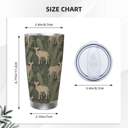 

Travel Mug Insulation Tumbler 20oz Antelope Elegant Summer Tropical Stainless Steel Car Cup Gifts for Home Office with Lids and 3 Piece Straw Set