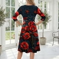thumbnail image 7 of BOMYJESK Women's 250th Anniversary USA Flag Floral Maxi Dress 4th Of July Summer Dresses Boho Independence Day Beach Long Dresses Elegant Classy American Flag Floral Evening Dress for Party Red XL, 7 of 7