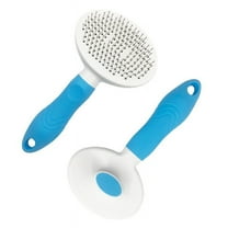 2PCS Cat Grooming Brush, Self Cleaning Brushes for Dogs Cats Pet Grooming Brush Tool Gently Removes Loose Undercoat (BLUE)