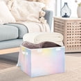 thumbnail image 3 of Yayeee Collapsible Cube Storage Bin with Lid Fabric Closet Decorative Basket with Handles, Pink Wavy Striped, 3 of 7
