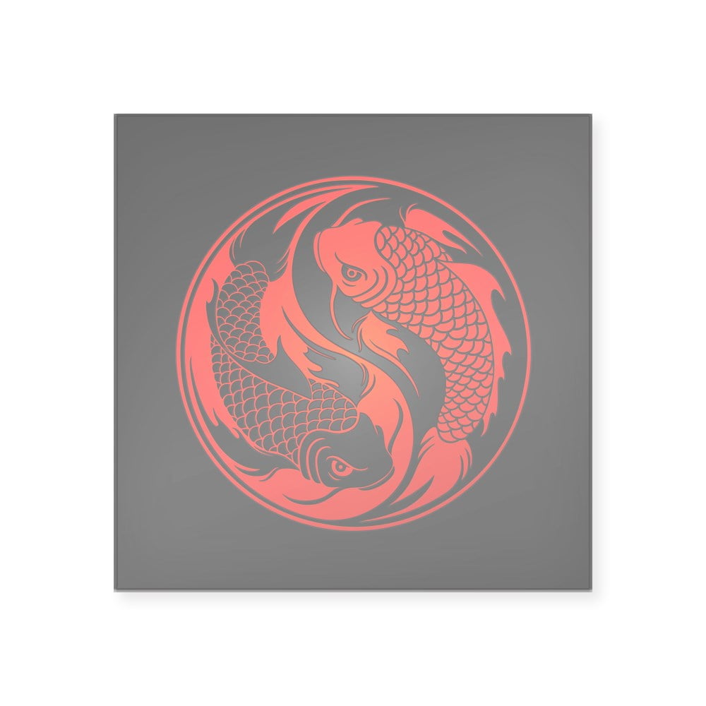 CafePress Red And Black Yin Yang Koi Fish Sticker Square Sticker 3