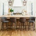 thumbnail image 3 of Dycanpo 26”Bar Stools Swivel, Walnut Counter Height Bar Stools for Home Bar, Grey, 3 of 7