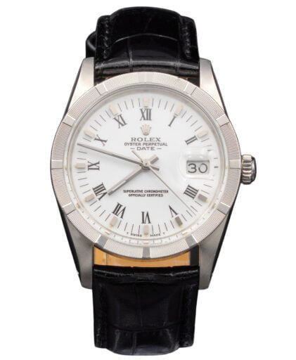 Pre-Owned Mens Rolex Stainless Steel Date Watch White Roman Dial 15010