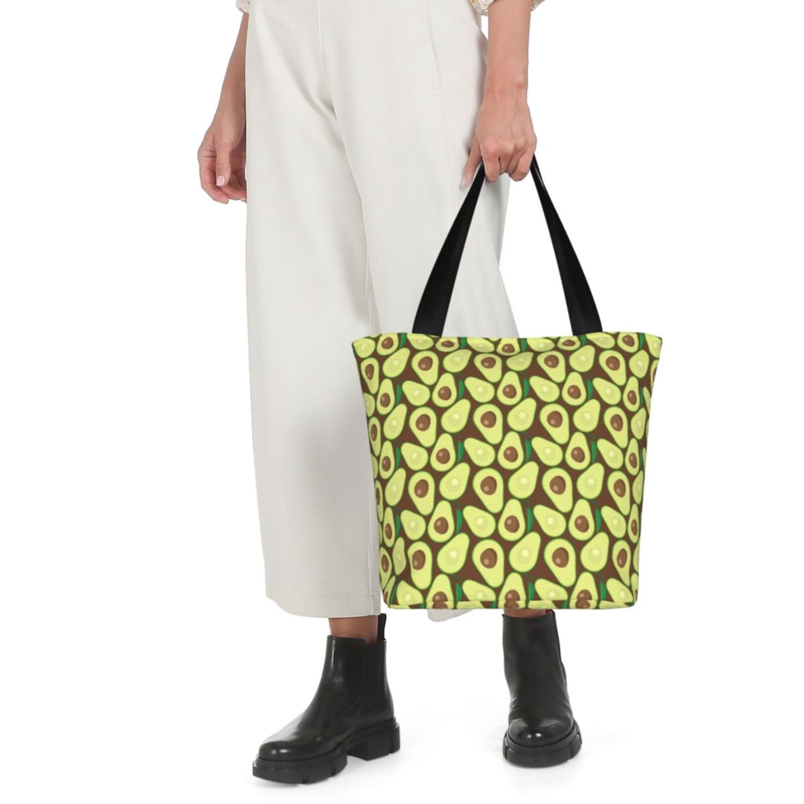 Ratiio Avocado Print Shoulder Bag for Women, Polyester Crossbody Purse Lightweight Handbag for Daily Travel and Casual Use