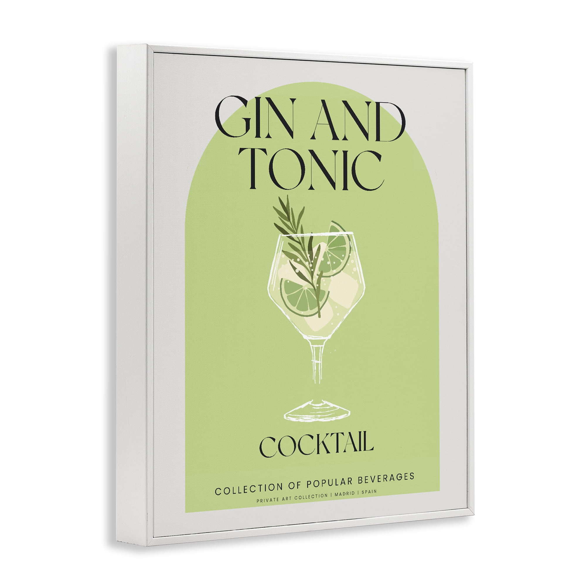 Stylish Retro Gin & Tonic White Framed Giclee Art, design by Lil' Rue