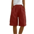 thumbnail image 3 of Womens Summer Shorts Outfits New Womens Wide Leg Cotton Linen Shorts Comfy Bermuda Shorts Summer Casual Short Pants Loose Knee Length Shorts Red M, 3 of 6