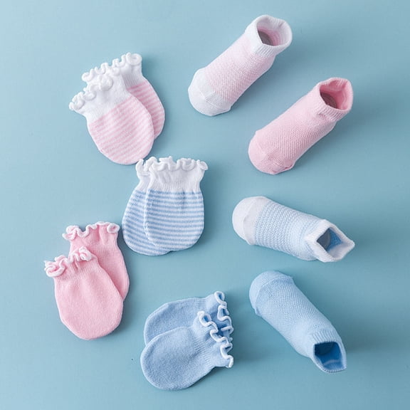 RENACLIPY 4 Pairs Mittens for Newborn Baby Baby Hand Covers Keep Warm Cotton Pink