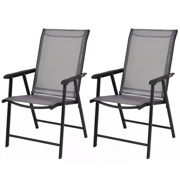 Topcobe Set of 2 Outdoor Patio Folding Chairs, Outdoor Deck Furniture, Gray