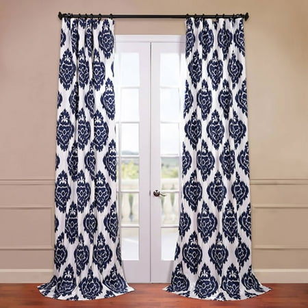 Half Price Drapes Prtw D24a 108 Printed Cotton Curtain Ikat Blue