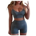 thumbnail image 4 of Celivon Plus Size Workout Sets For Women Sleeveless Split 2 Piece Set Short Pants Outfit Sportswear Gym Yoga Active Wear Outfit, 4 of 5