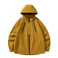 thumbnail image 2 of Sentmoon Lightweight Jacket Women Oversized Drawstring Hooded Neck Long Sleeve Womens Ski Coat Zipper Solid Color Windproof Waterproof Womens Clothes Fall and Winter Trendy for Sports, 2 of 4