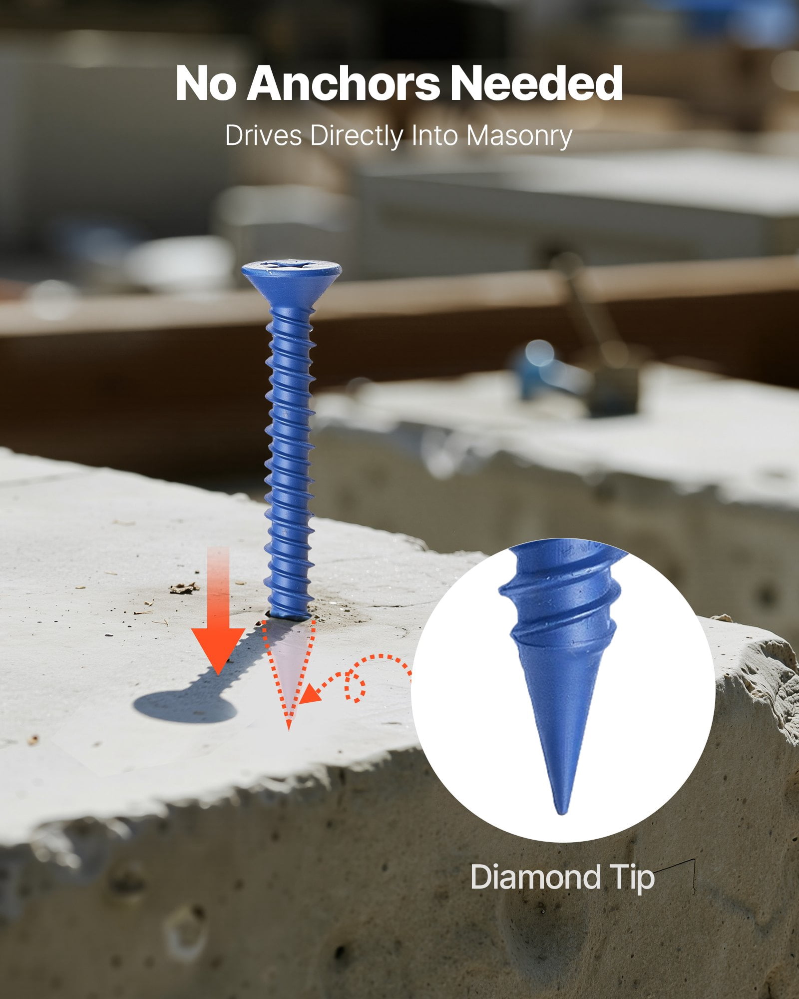 (Weiyi-EC)-- Concrete Screws Masonry Screws 3/16 Inch 100 PCS 5 Lengths Phillips Head **--（ uip;'l,）