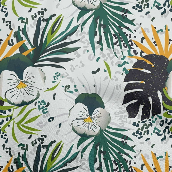 oneOone Cotton Cambric Green Fabric Tropical Craft Projects Decor Fabric Printed By The Yard 42 Inch Wide