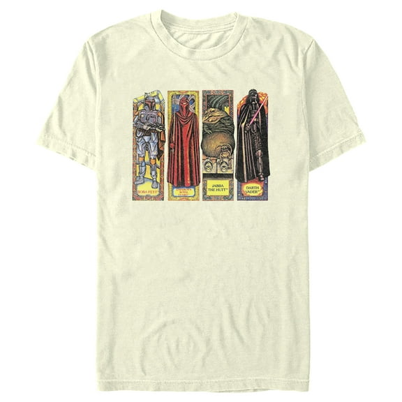Men's Star Wars: Return of the Jedi Return of the Jedi Retro Distressed Character Cards  Graphic Tee Beige X Large