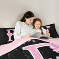 thumbnail image 5 of Manfei Letter F Monogrammed Full Size Comforter Sets,Pink Bow Bowtie Bedding Comforter Set,Galaxy Starry Sky Bedding Sets For Child,Microfiber Room Decorative Reversible,3-Piece, 5 of 8