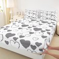 thumbnail image 3 of Homewish Love Heart Print Queen Sheet Sets, Kawaii Cartoon Flat Sheet, Teens Kids Girls Women Queen Fitted Sheet, Lightweight Room Decor, 4-Piece, 3 of 7