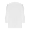 thumbnail image 4 of Ltctricy T Shirts for Women Fashion 3/4 Length Sleeve V Neck Scalloped Trim Solid Color Tunic Tops Casual Loose Tee Blouses(White,Large), 4 of 5